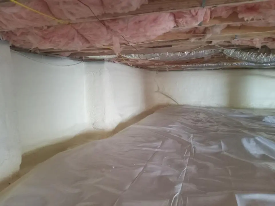 Crawl space encapsulation with closed-cell spray foam for Attic Insulation in Boxford